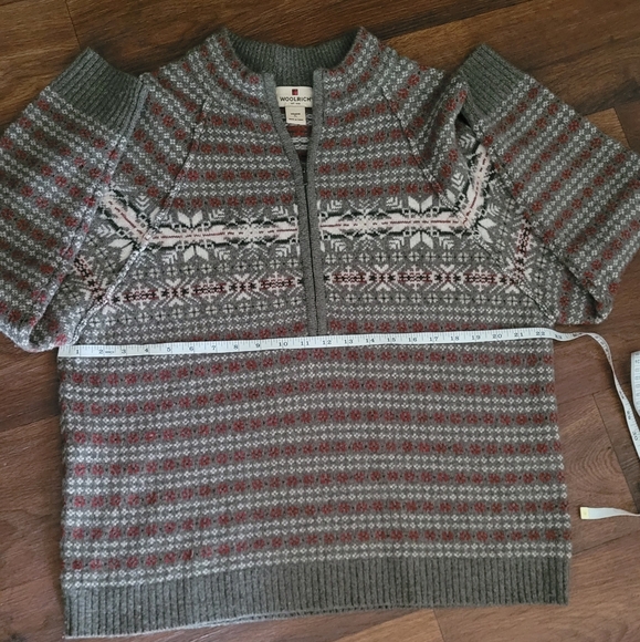 Woolrich lambs wool fair isle quarter zip sweater Women's XL - Picture 6 of 7